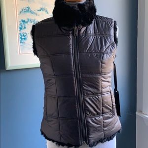 Linda Richards rabbit fur reversible vest XS